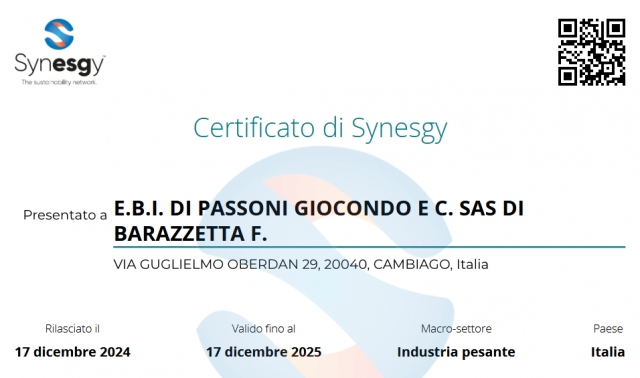 CERTIFICATO DI SOSTENIBILITA&#039;